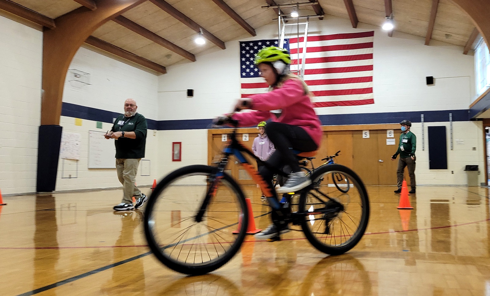 Volunteers and riders on the trail