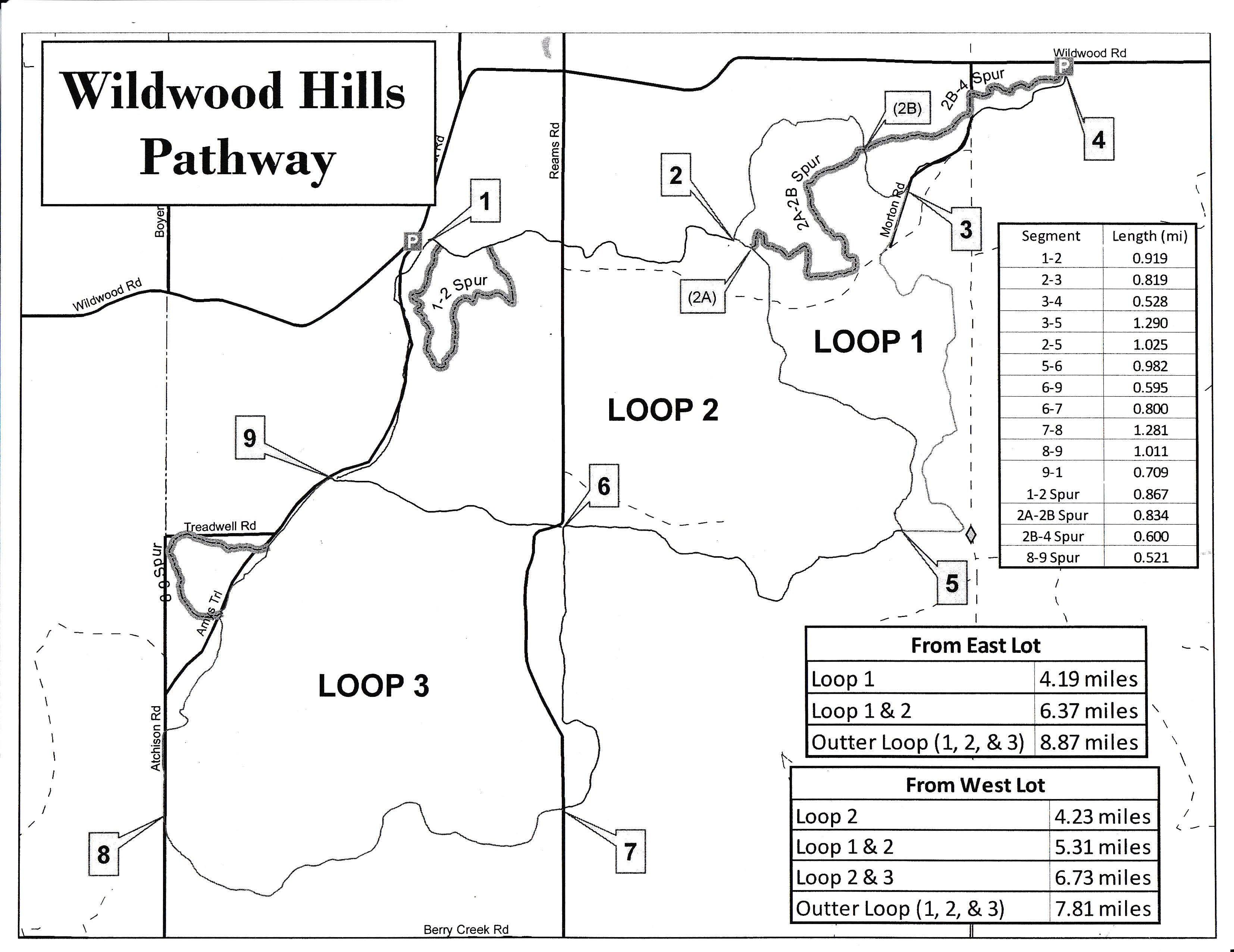 Wildwood Hills Pathway map