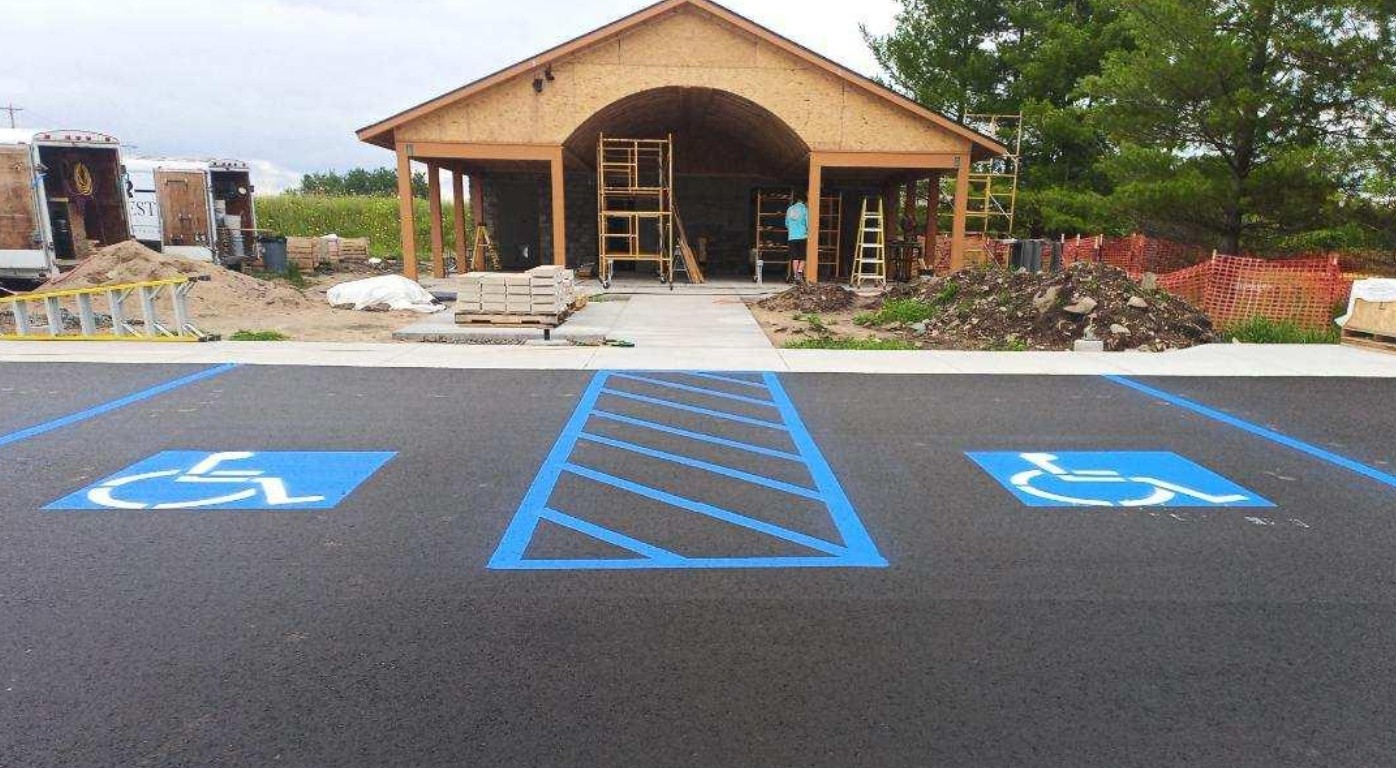 Construction progress on the Onaway trailhead pavilion